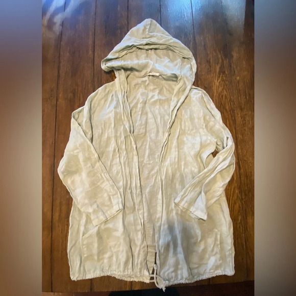 Made In Italy 100% Linen Light Green Cardigan Hoodie Size Unknown B30 - Picture 1 of 5